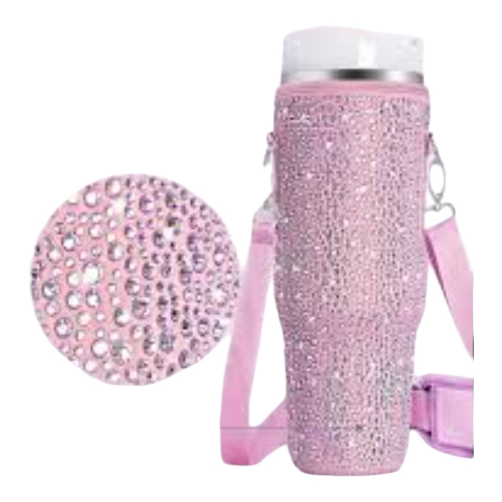 Pink Rhinestone Water Bottle Holder